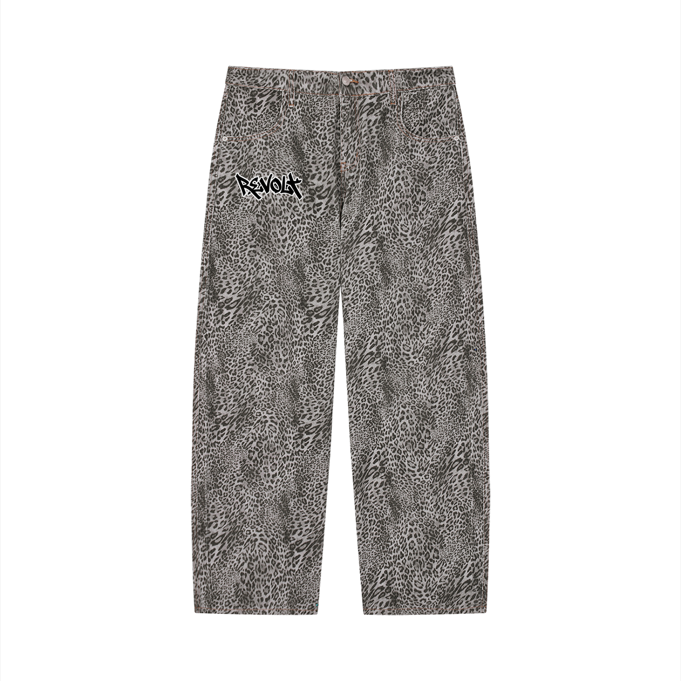 REVOLT LEAPORD PRINT JEANS